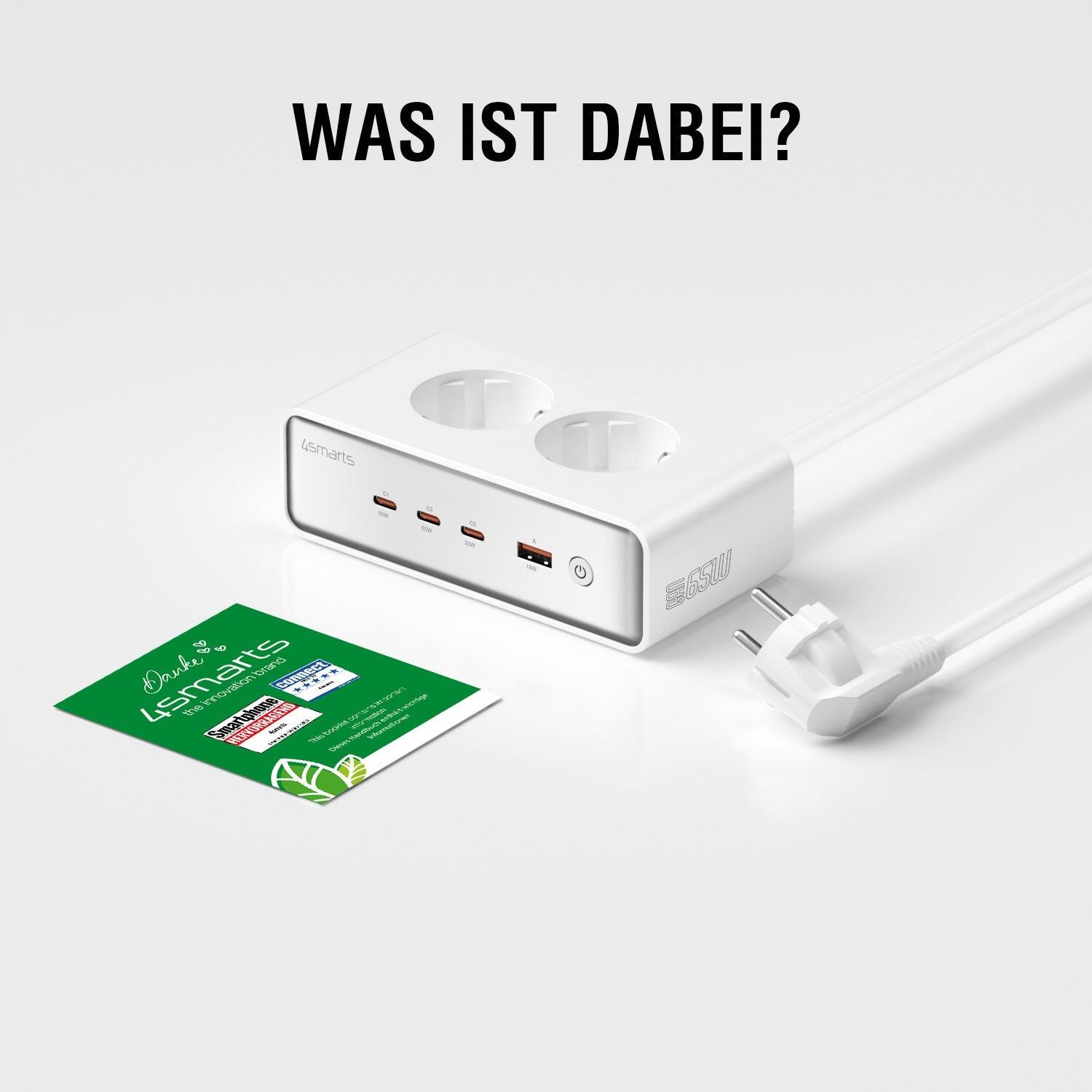 4smarts Desk Charger GaN 65W mit AC-Steckdosen, weiß