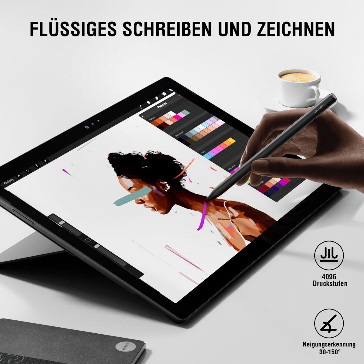 4smarts Aktiver Eingabestift MPP für Surface, schwarz