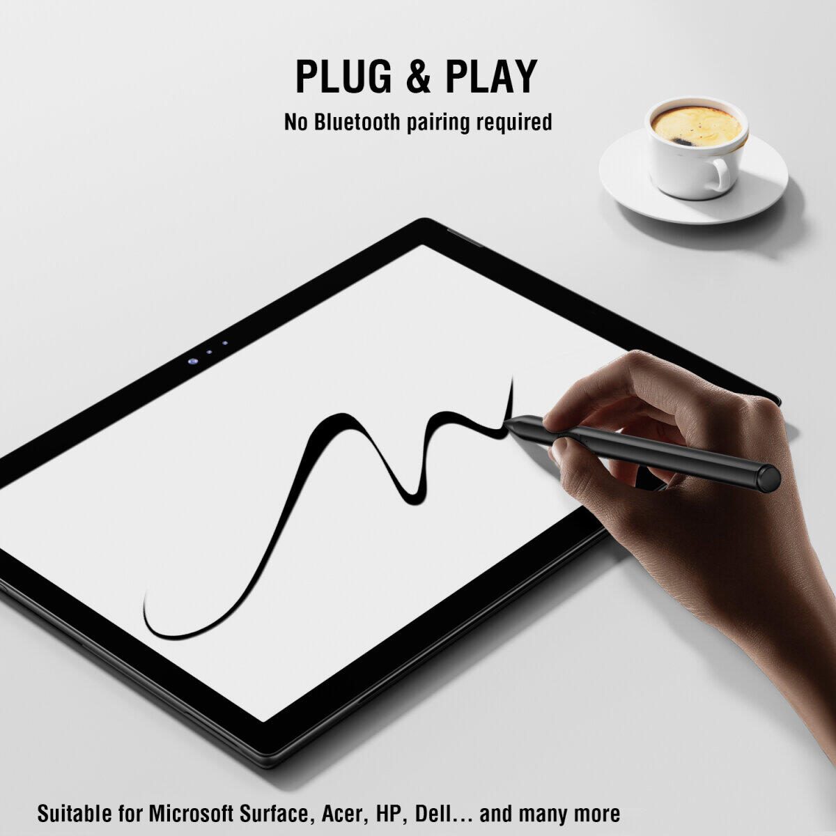 4smarts Aktiver Eingabestift MPP für Surface, schwarz