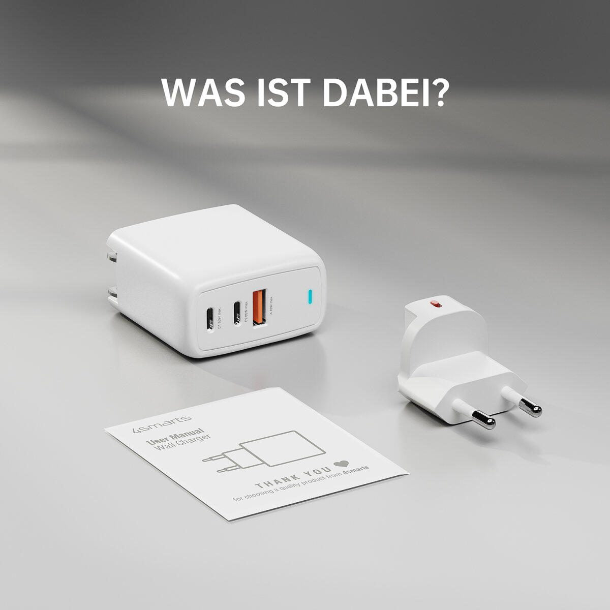 4smarts Ladegerät GaN Flex 65W 2 USB-C+1 USB-A weiß