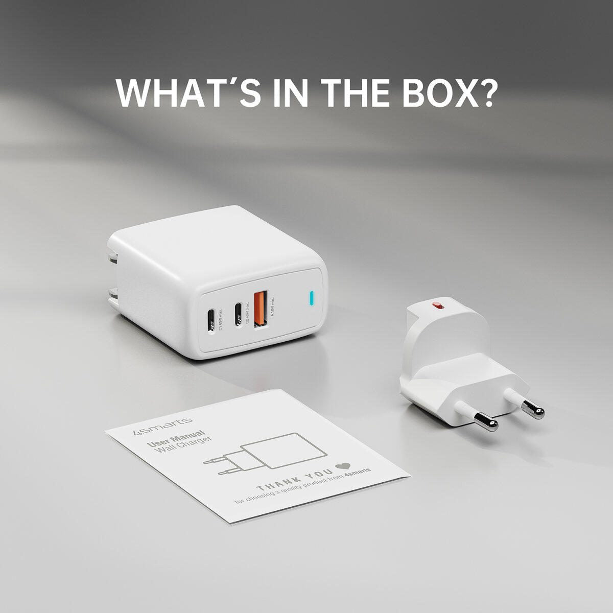 4smarts Ladegerät GaN Flex 65W 2 USB-C+1 USB-A weiß