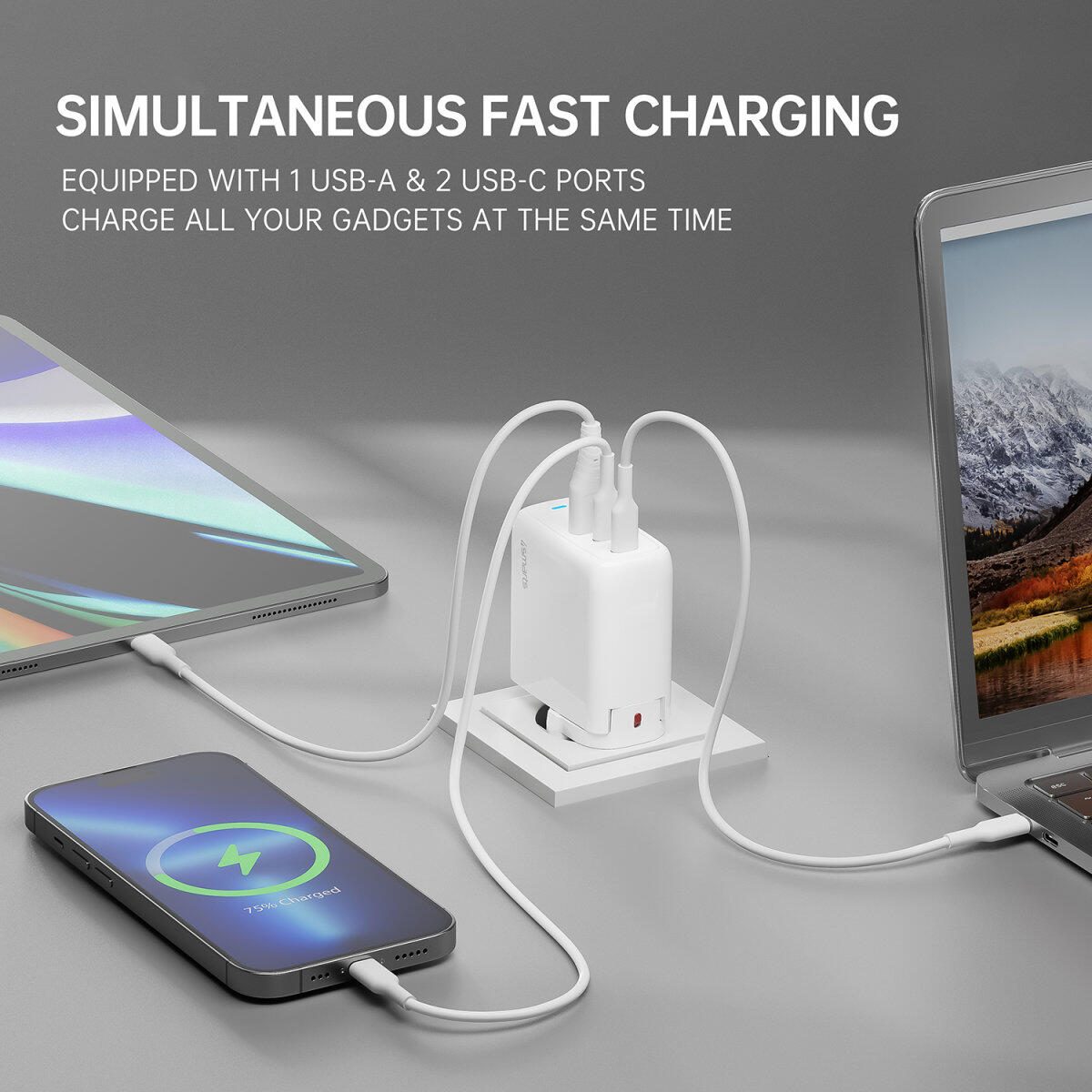 4smarts Ladegerät GaN Flex 65W 2 USB-C+1 USB-A weiß