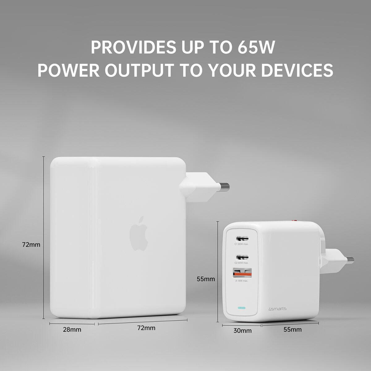 4smarts Ladegerät GaN Flex 65W 2 USB-C+1 USB-A weiß