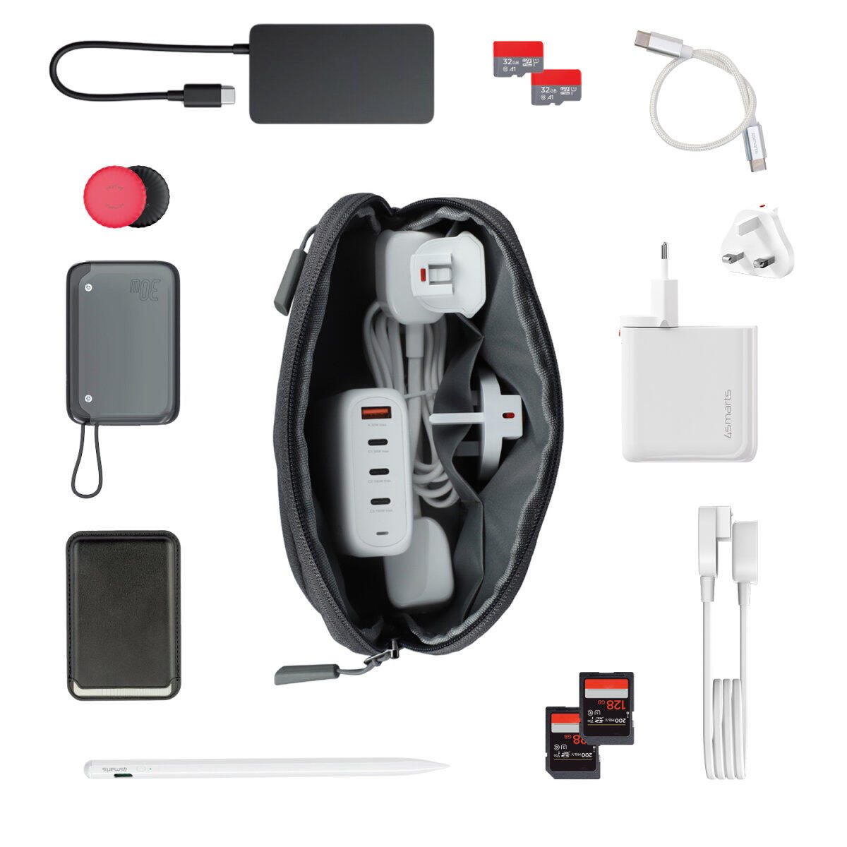 4smarts Ladegerät GaN Flex Pro 100W 3 USB-C+1 USB-A, weiß, Travel Edition
