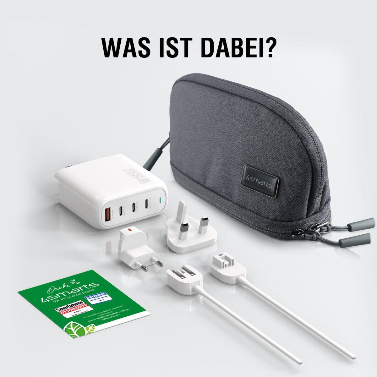 4smarts Ladegerät GaN Flex Pro 100W 3 USB-C+1 USB-A, weiß, Travel Edition