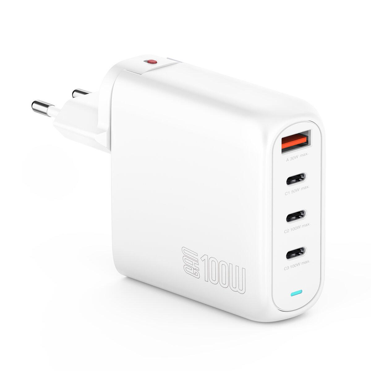 4smarts Ladegerät GaN Flex Pro 100W 3 USB-C+1 USB-A, weiß, Travel Edition