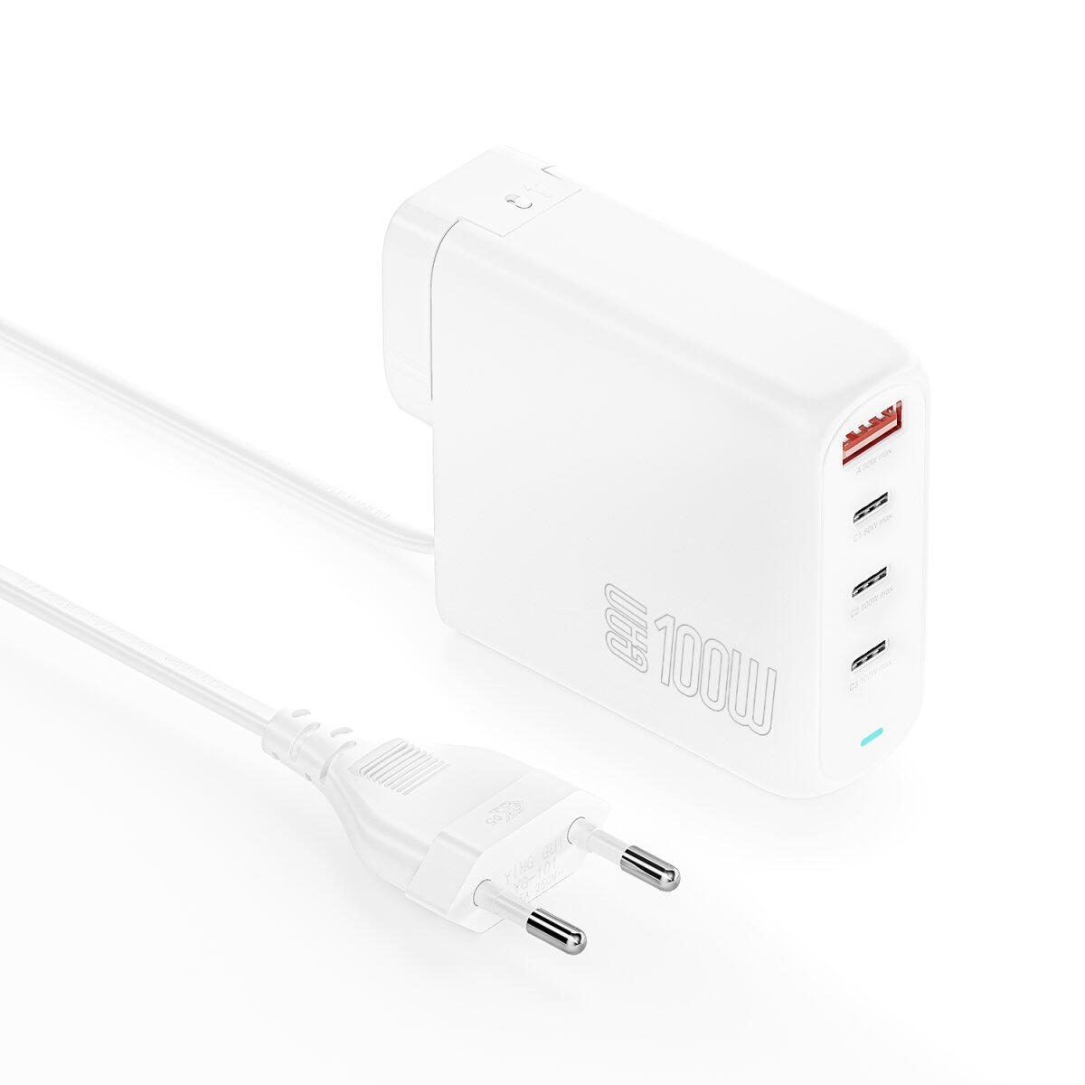 4smarts Ladegerät GaN Flex Pro 100W 3 USB-C+1 USB-A, weiß, Travel Edition