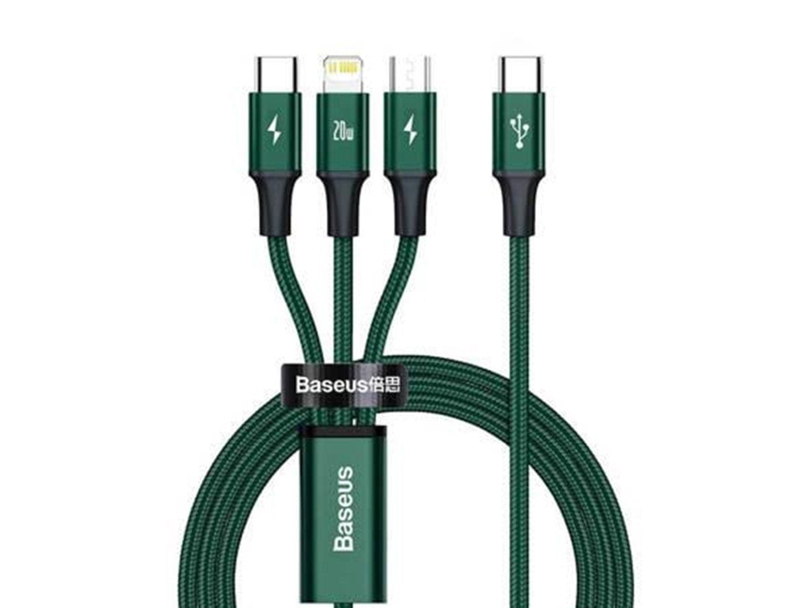 Baseus Rapid Series 3-in-1 cable USB-C For M+L+T 20W 1.5m (Green )