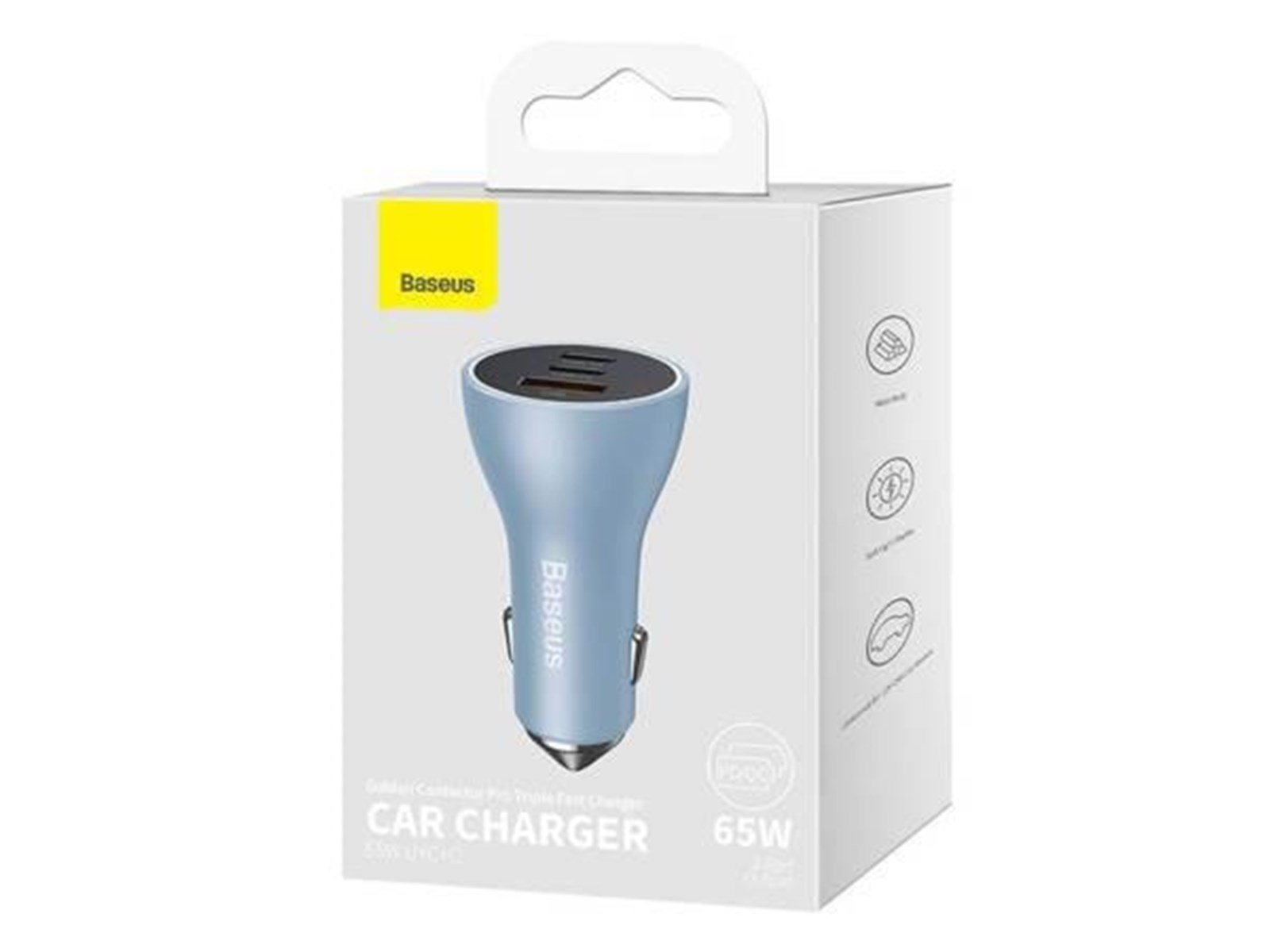 Baseus Car charger  Golden Contactor Pro 2x USB-C 1x USB 65W (blue)