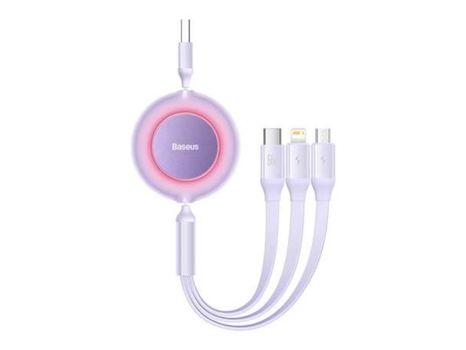 Baseus Bright Mirror 3 USB 3-in-1 cable for micro USB / USB-C / Lightning 66W / 2A 1.1m (Purple)