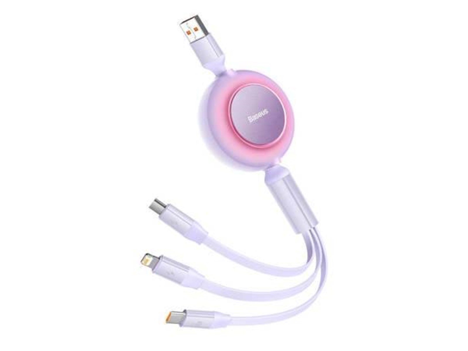 Baseus Bright Mirror 3 USB 3-in-1 cable for micro USB / USB-C / Lightning 66W / 2A 1.1m (Purple)