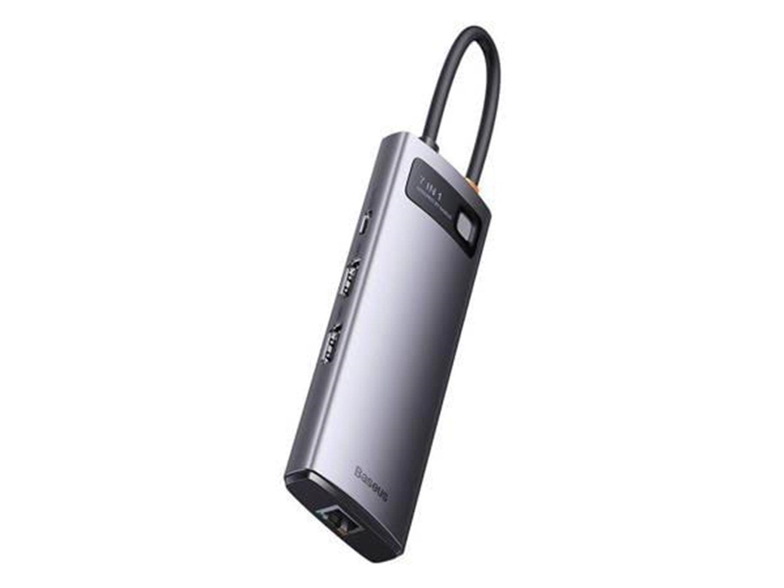 Baseus Hub 7in1 Metal Gleam Series USB-C to 3x USB 3.0 + 2x HDMI + USB-C PD + Ethernet RJ45 USB-Hubs - USB 3.0 - 7 - Grau