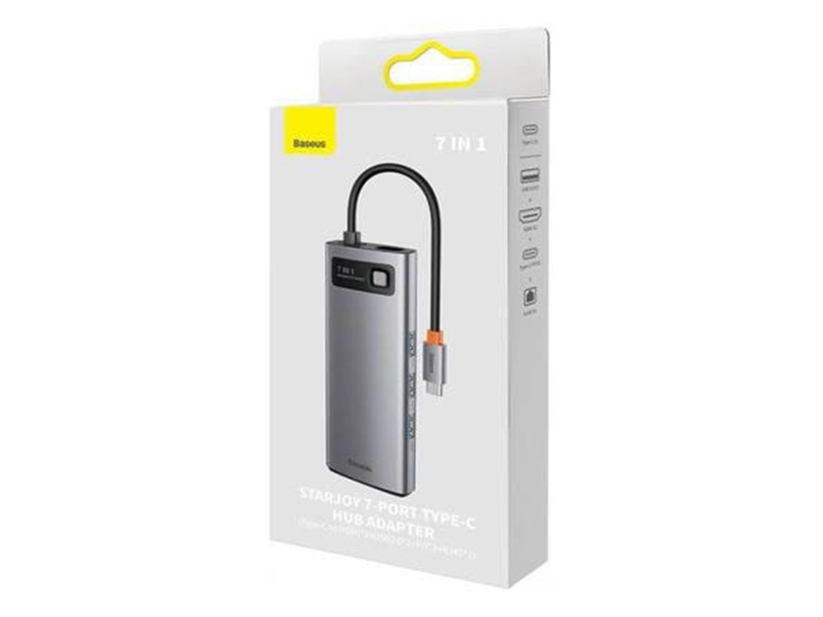 Baseus Hub 7in1 Metal Gleam Series USB-C to 3x USB 3.0 + 2x HDMI + USB-C PD + Ethernet RJ45 USB-Hubs - USB 3.0 - 7 - Grau