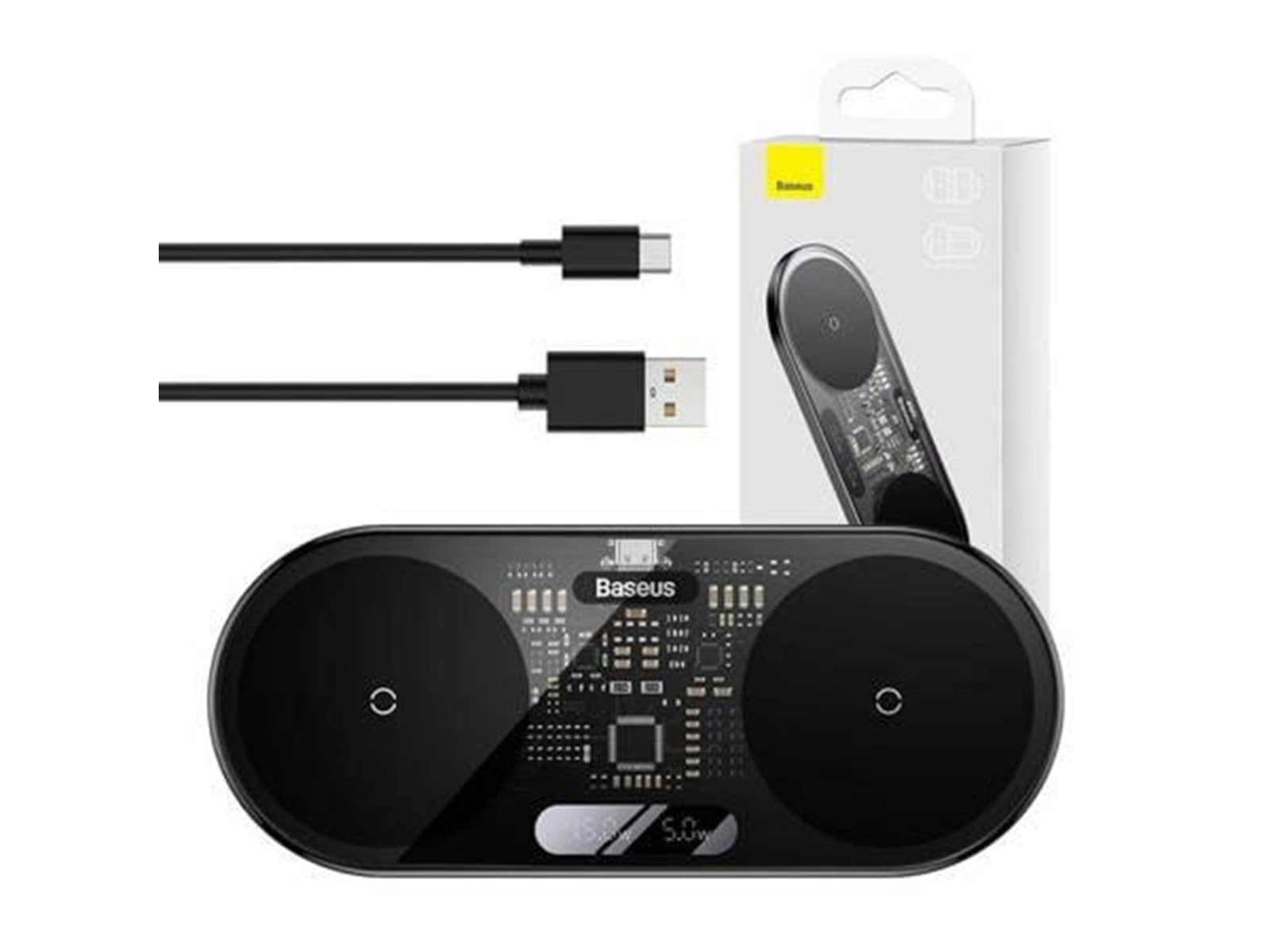 Baseus Dual Qi wireless charger  Digital LED Display 20W