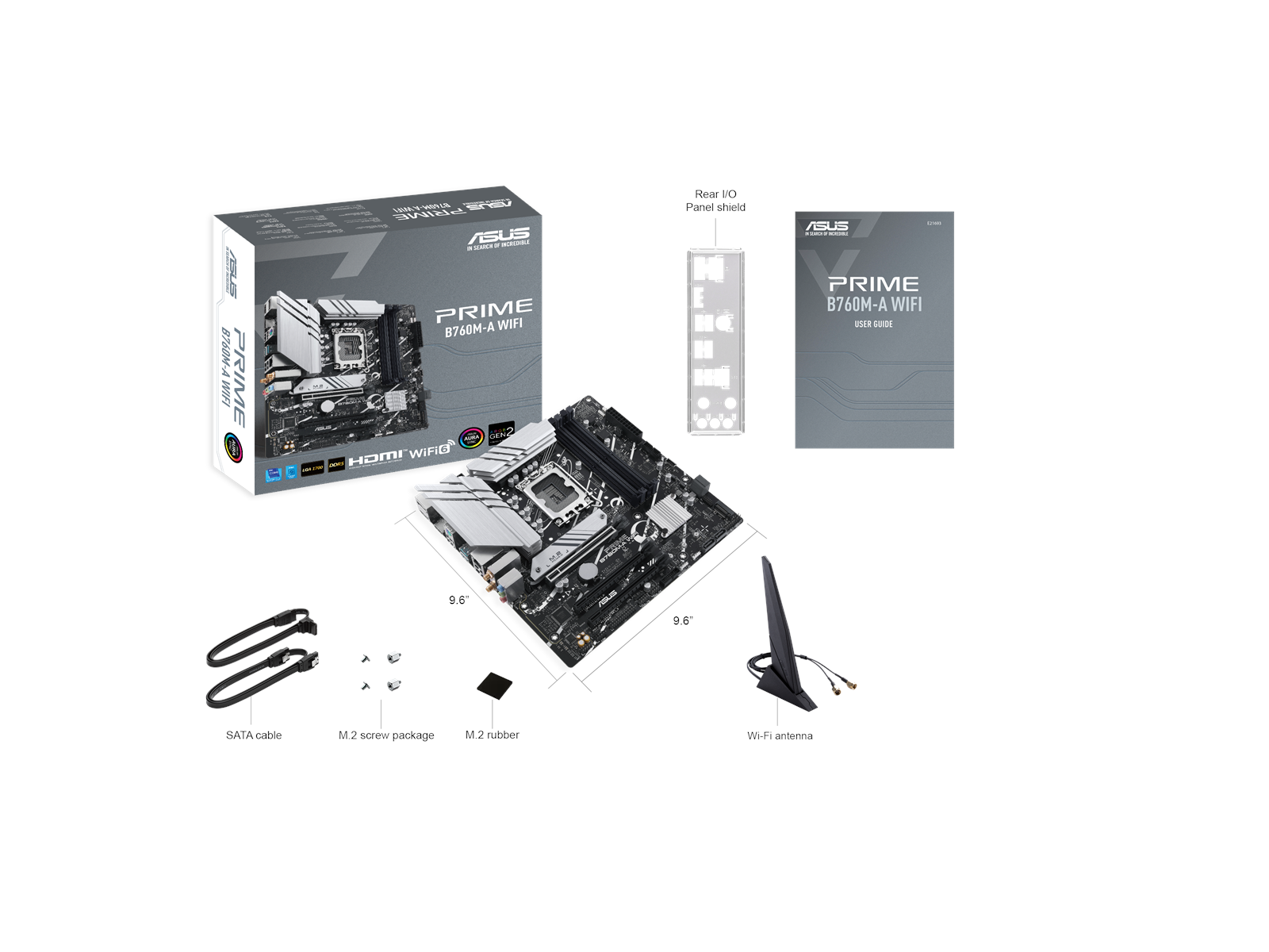 ASUS PRIME B760M-A WIFI (V2) Mainboard - Intel B760 - Intel LGA1700 socket - DDR5 RAM - Micro-ATX