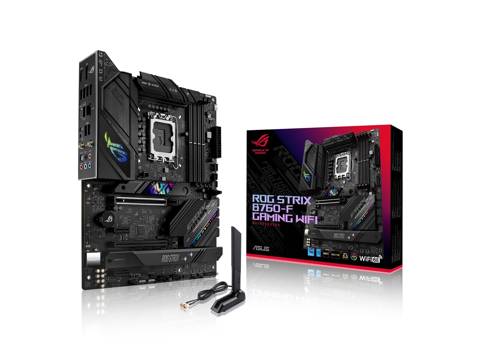 ASUS ROG STRIX B760-F GAMING WIFI (V2) Mainboard - Intel B760 - Intel LGA1700 socket - DDR5 RAM - ATX