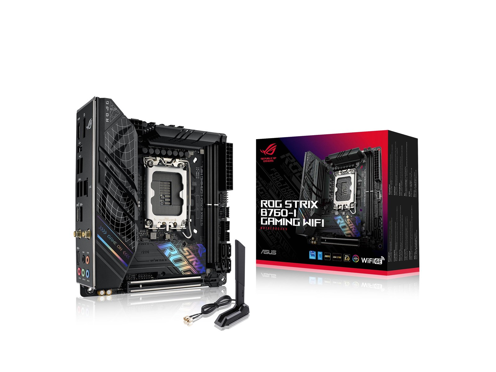 ASUS ROG STRIX B760-I GAMING WIFI (V2) Mainboard - Intel B760 - Intel LGA1700 socket - DDR5 RAM - Mini-ITX