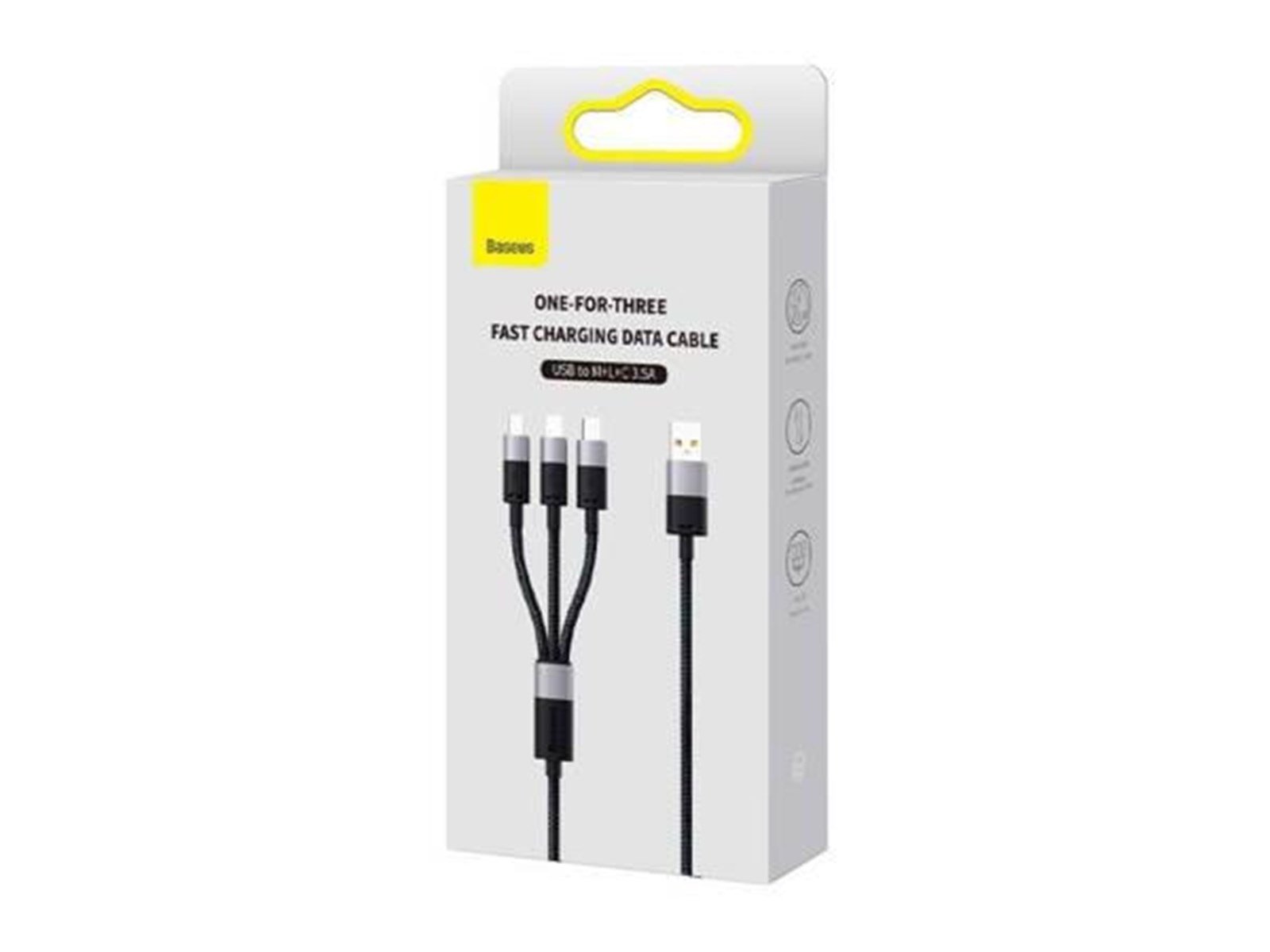 Baseus 3in1 USB cable  StarSpeed Series USB-C + Micro + Lightning 3.5A 1.2m (Black)
