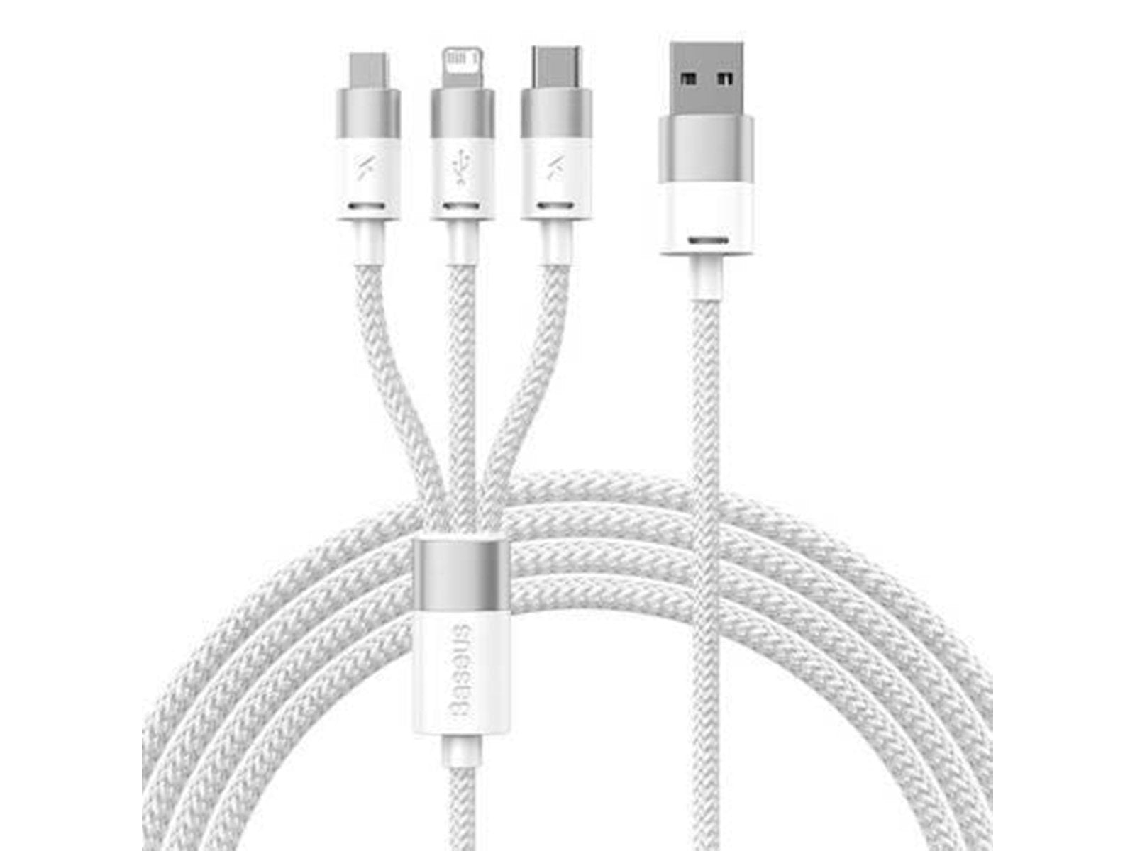 Baseus 3in1 USB cable  StarSpeed Series USB-C + Micro + Lightning 3.5A 1.2m (White)