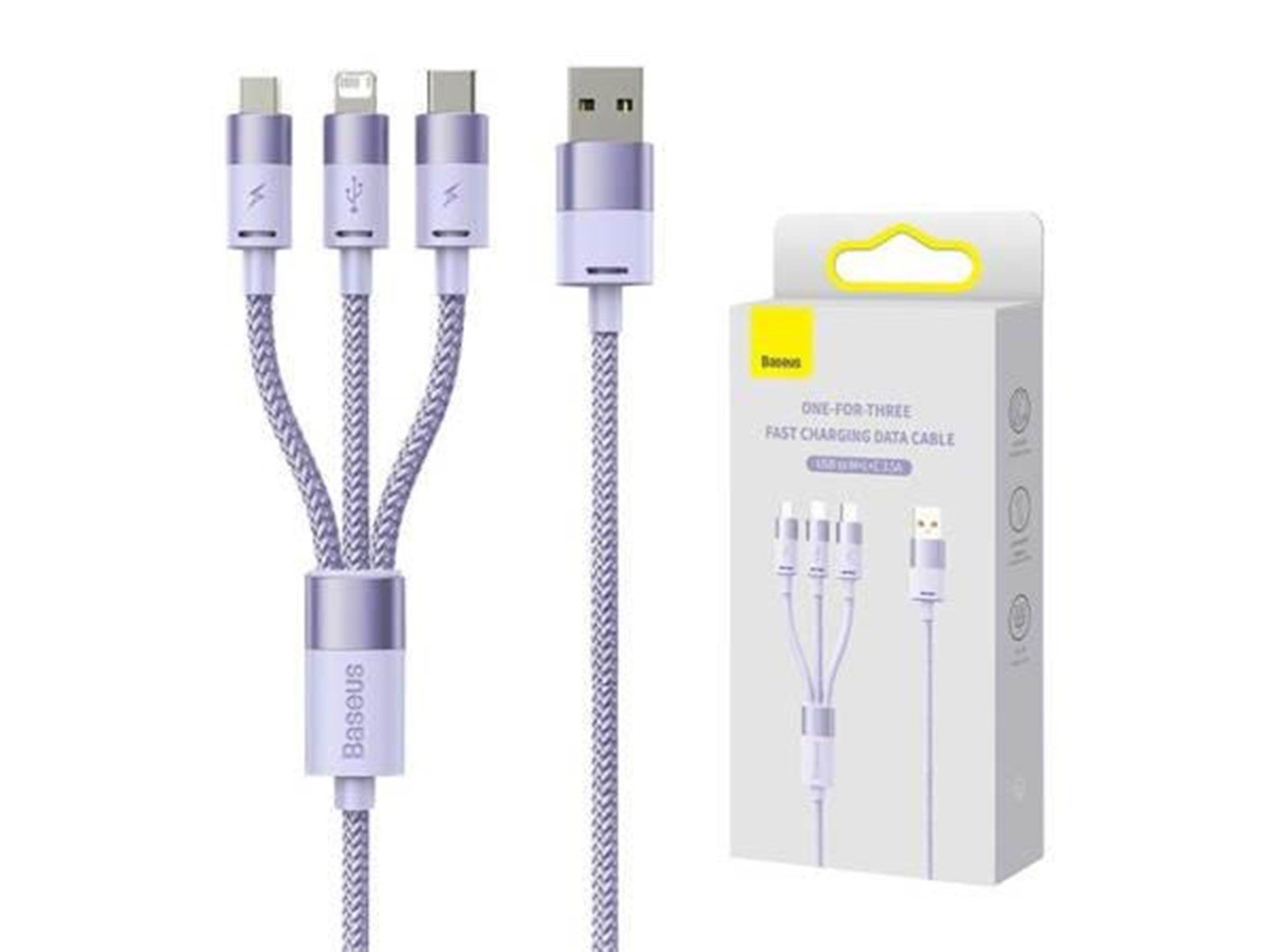 Baseus 3in1 USB cable  StarSpeed Series USB-C + Micro + Lightning 3.5A 1.2m (Purple)