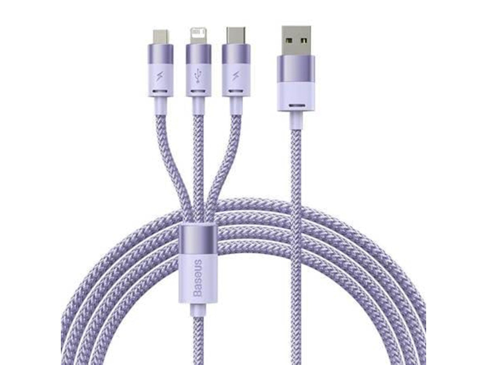 Baseus 3in1 USB cable  StarSpeed Series USB-C + Micro + Lightning 3.5A 1.2m (Purple)