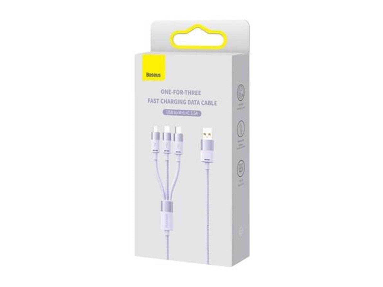 Baseus 3in1 USB cable  StarSpeed Series USB-C + Micro + Lightning 3.5A 1.2m (Purple)