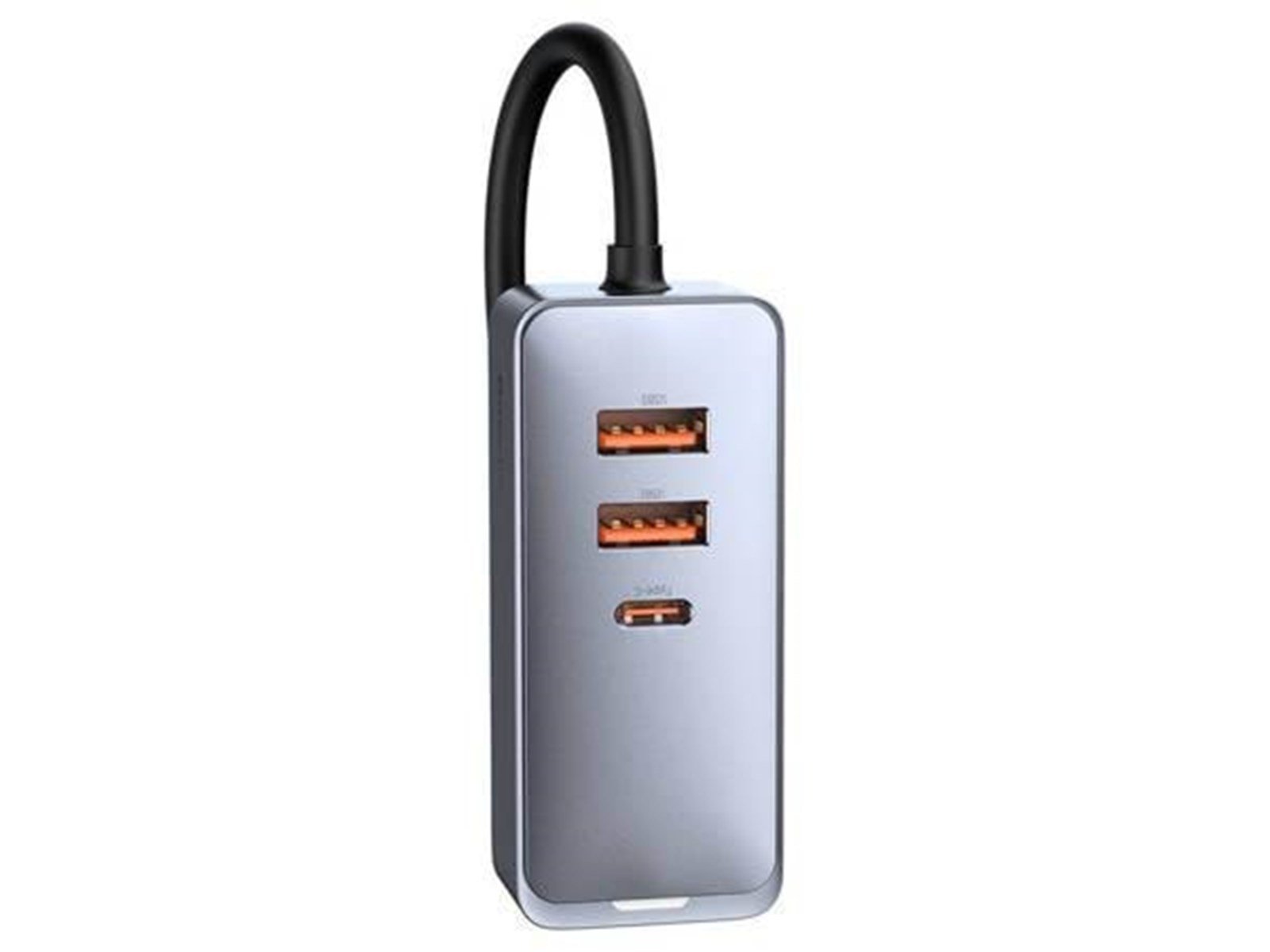 Baseus Car charger  Share Together with extension cord 3x USB USB-C 120W (grey)