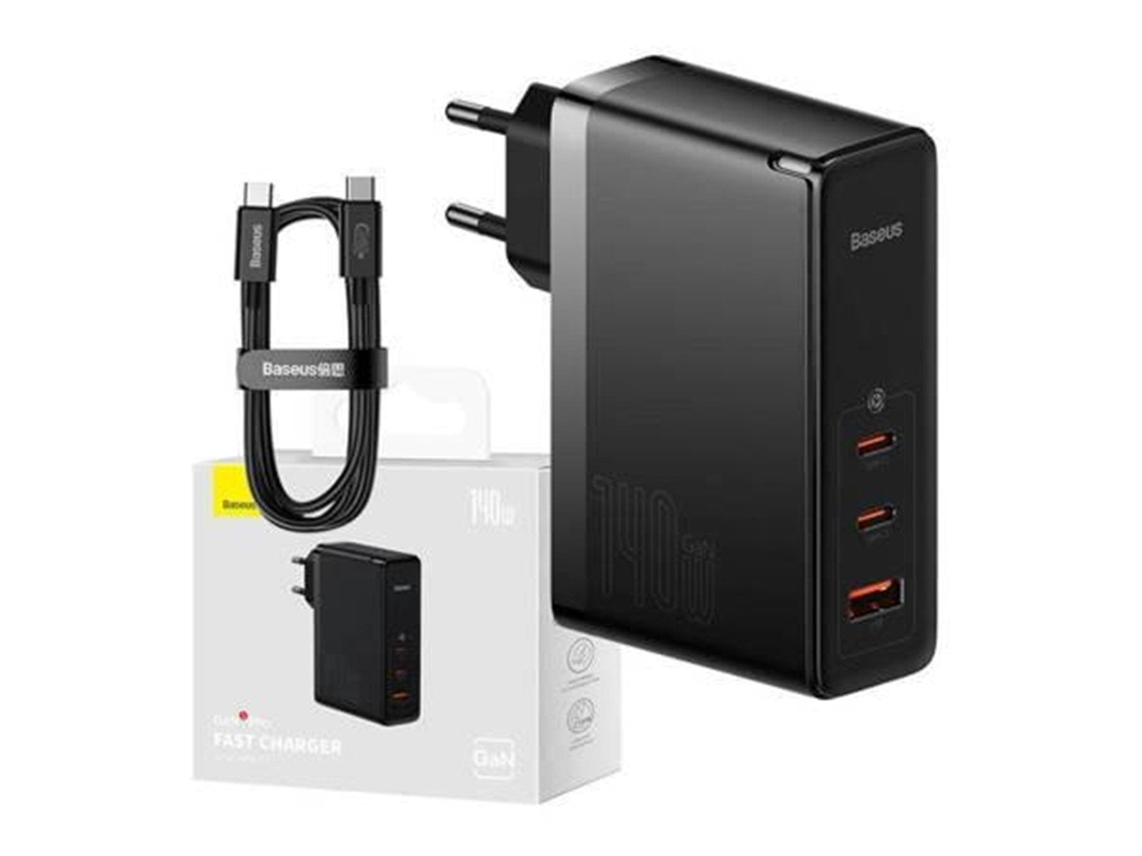 Baseus Wall charger  GaN5 Pro 2xUSB-C + USB 140W (black)