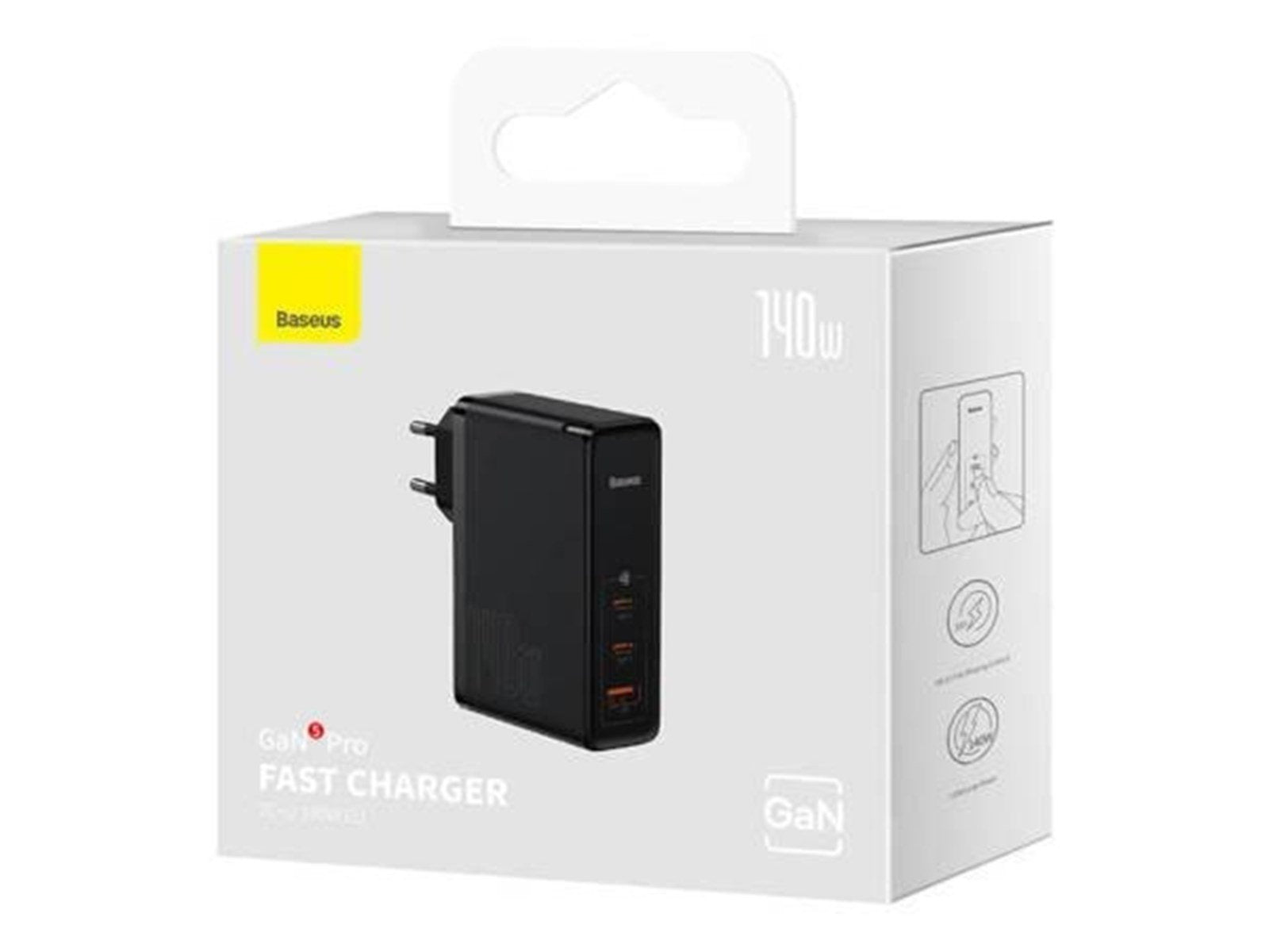 Baseus Wall charger  GaN5 Pro 2xUSB-C + USB 140W (black)
