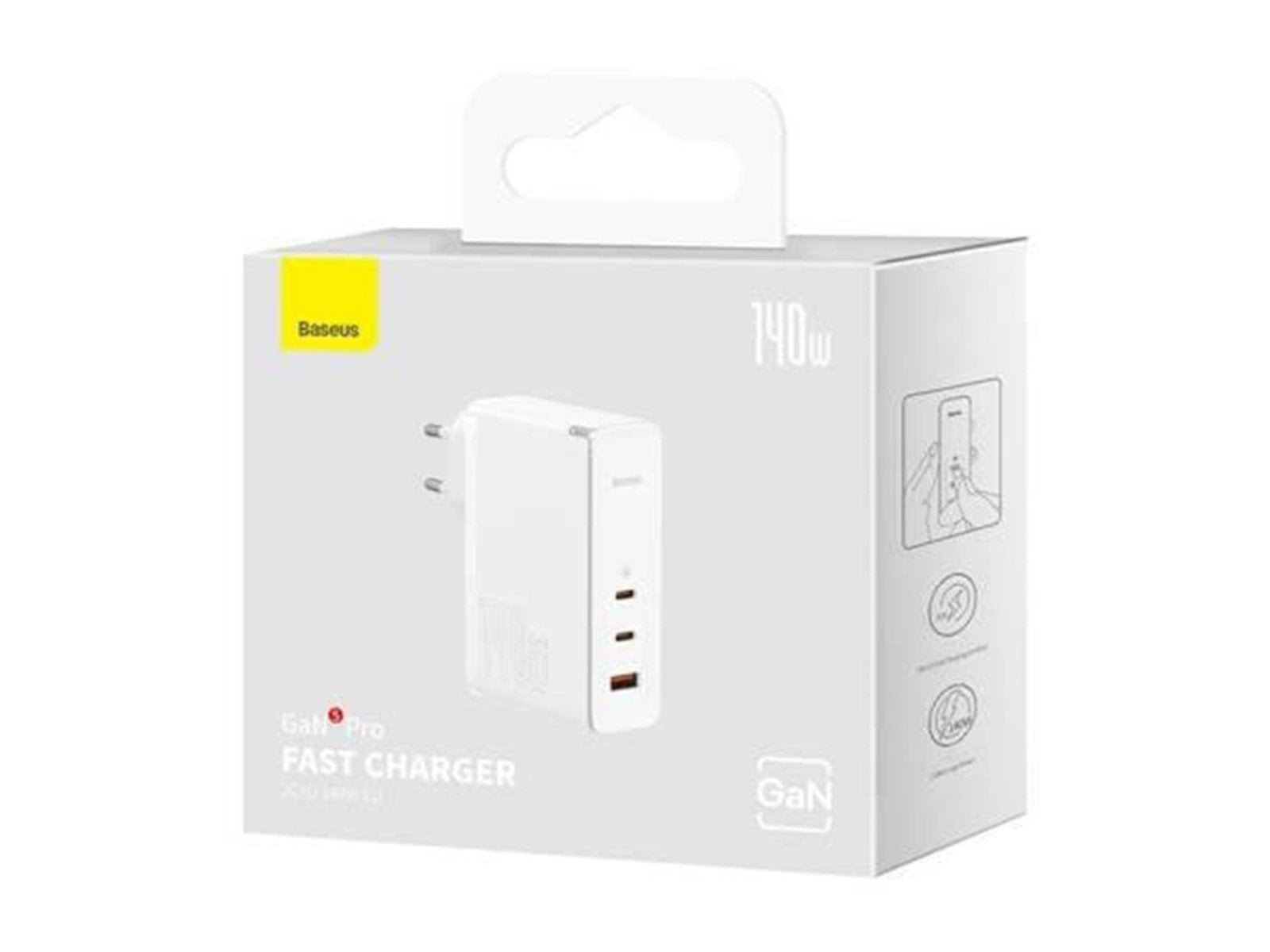 Baseus Wall charger  GaN5 Pro 2xUSB-C + USB 140W (white)