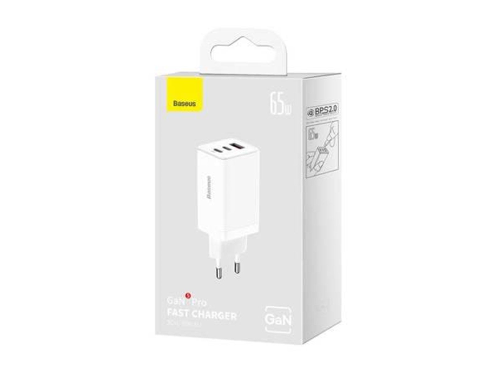 Baseus Wall charger  GaN5 Pro 2xUSB-C + USB 65W (white)