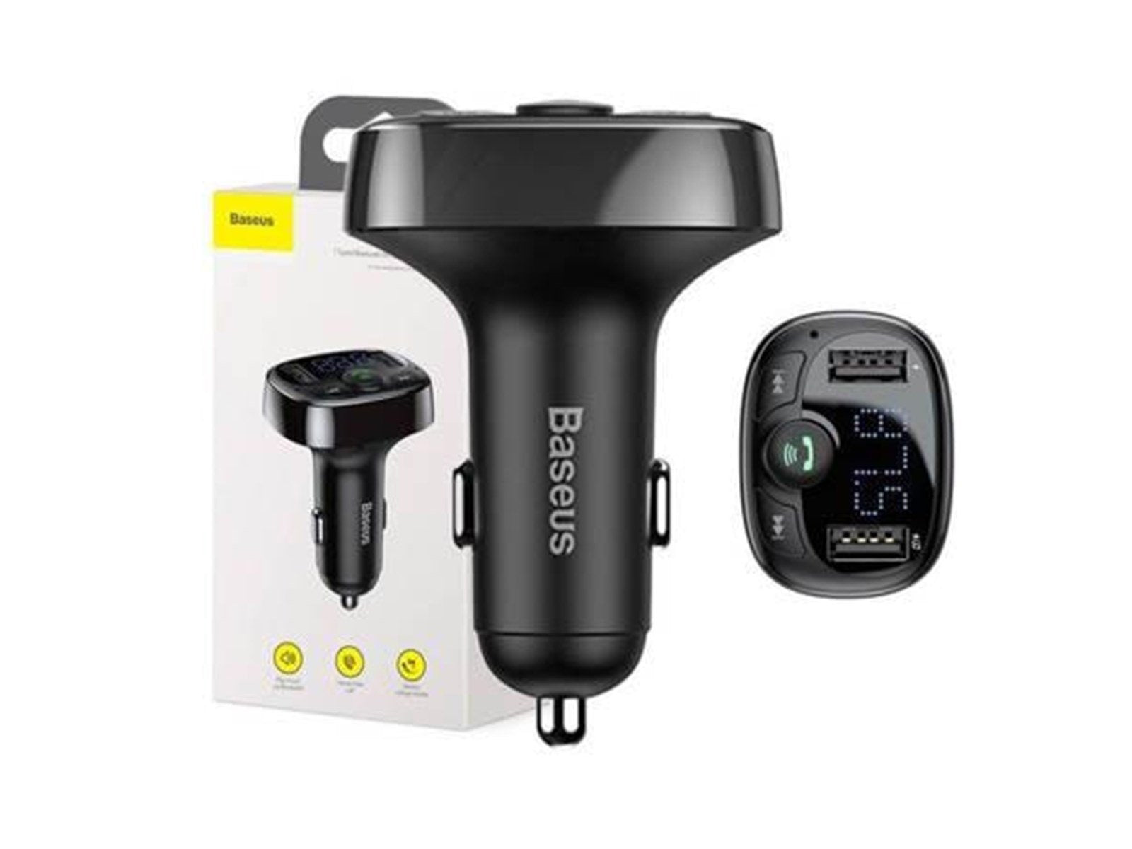 Baseus FM Transmitter T typed Bluetooth 2xUSB microSD (Black)