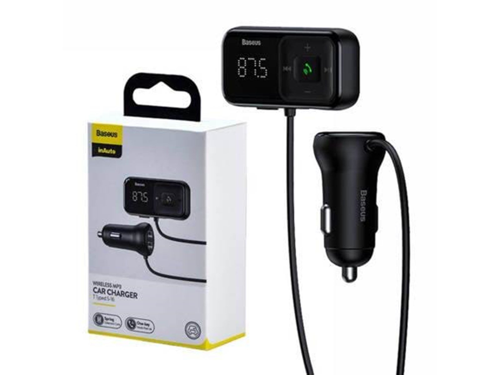 Baseus Car Bluetooth MP3 Player + Charger  T Shaped S-16 Black OS