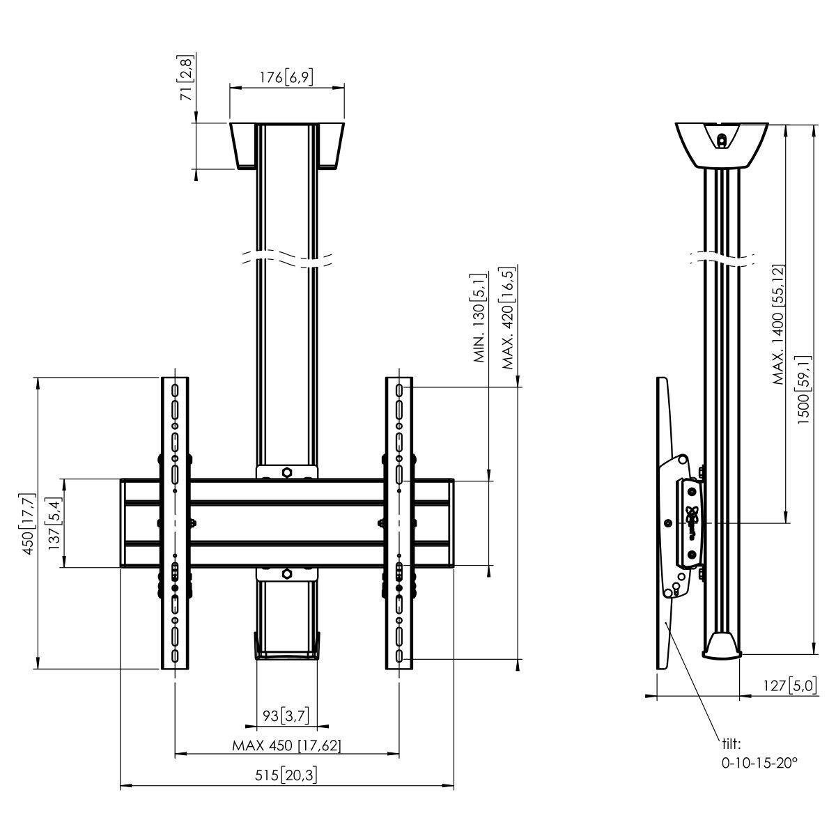 Vogel's C1544 TV-Deckenhalterung bis 165 cm (65')