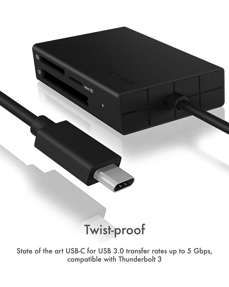 Adapter IcyBox ext. Kartenleser USB TypeC -> SD/microSD/CF retai