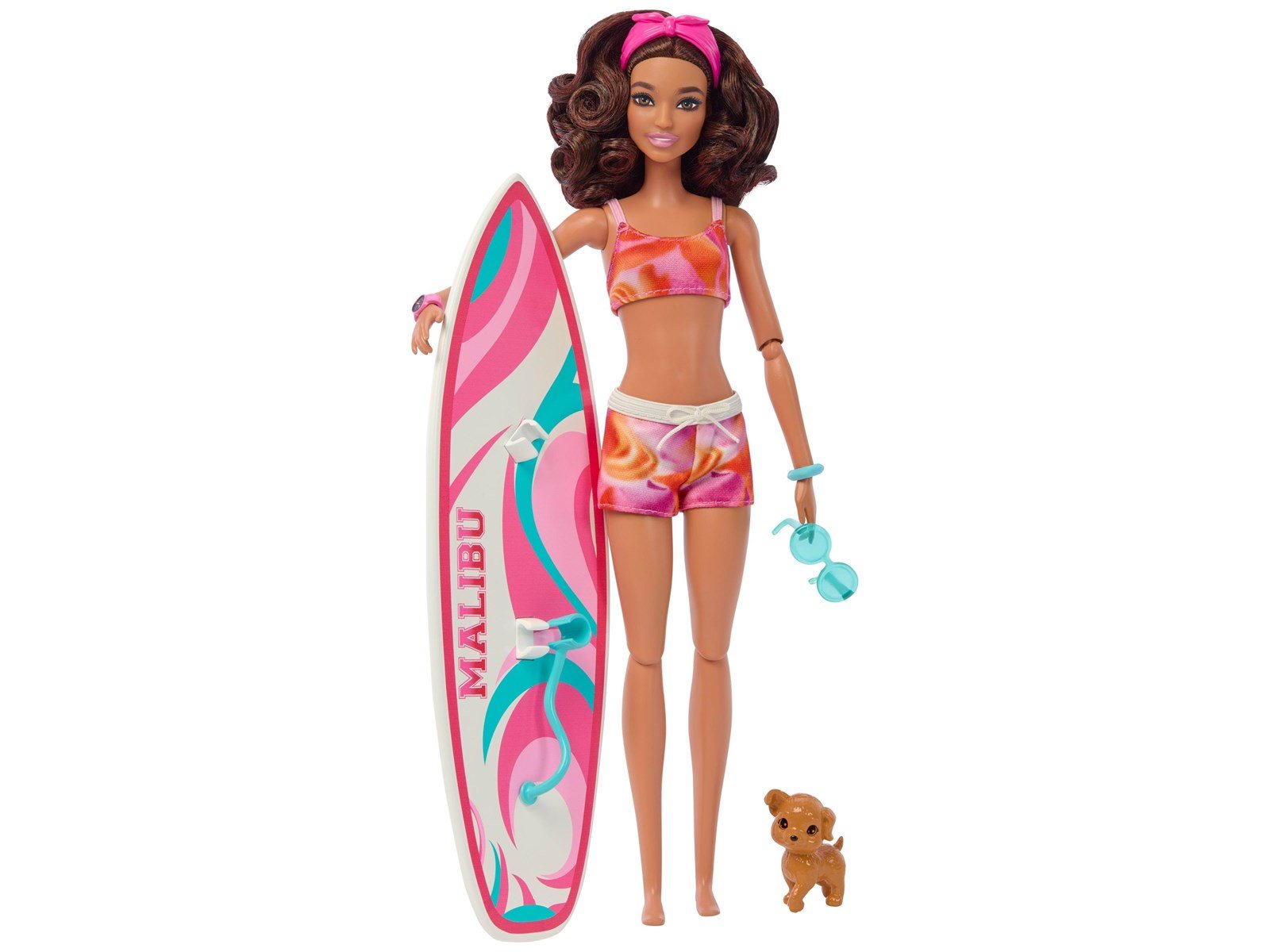 Barbie Doll With Surfboard And Puppy 30cm