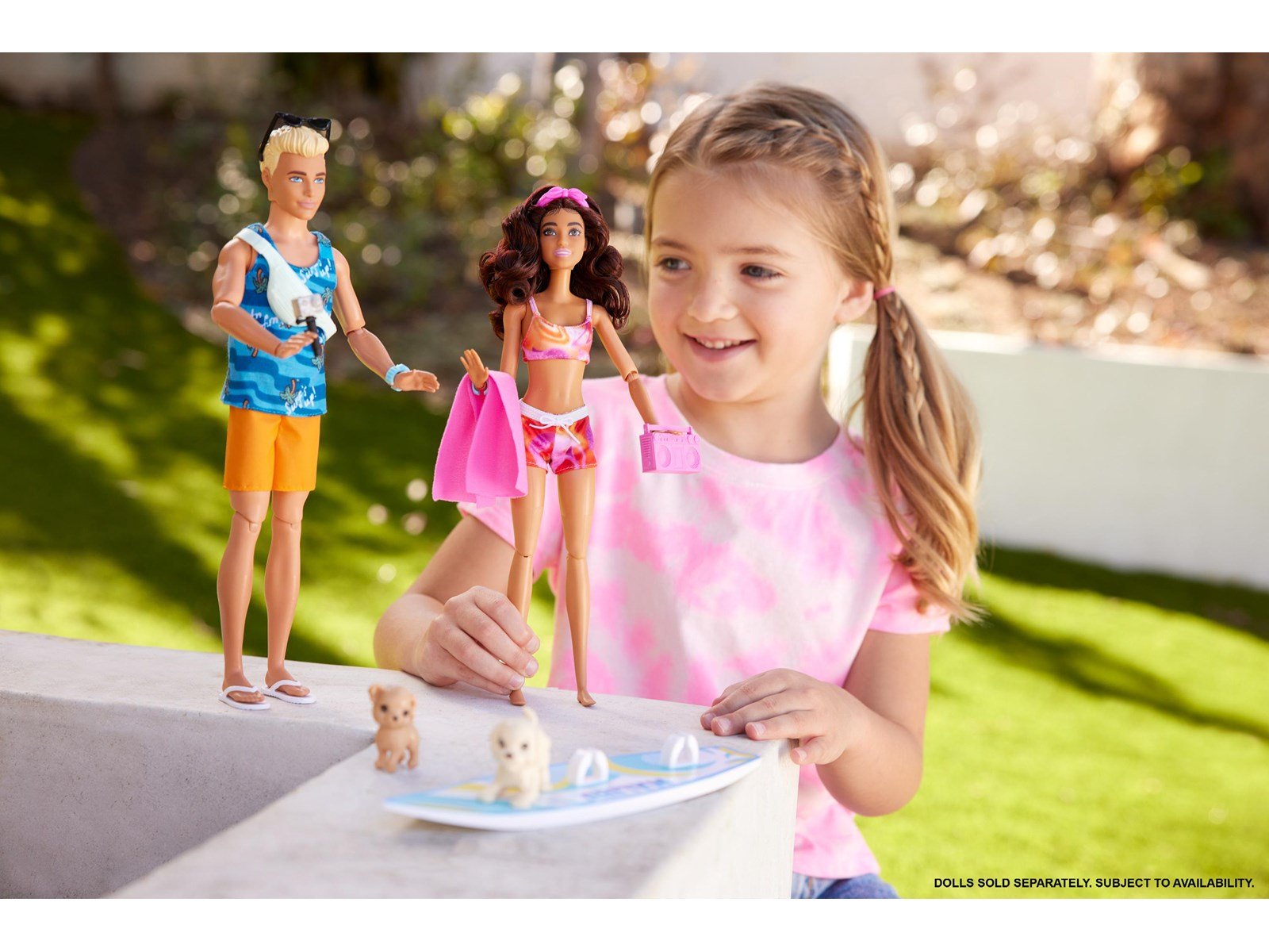 Barbie Doll With Surfboard And Puppy 30cm