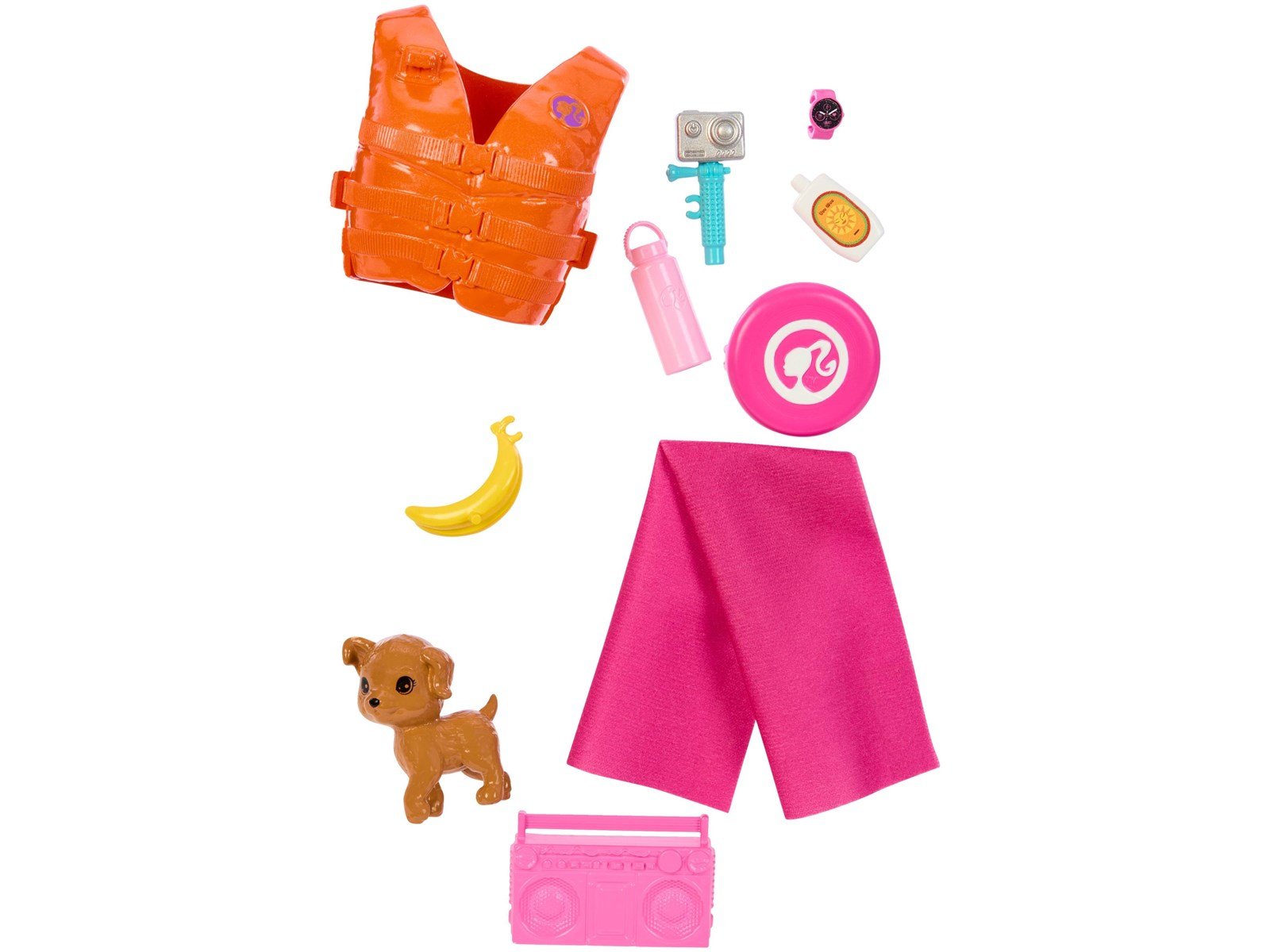 Barbie Doll With Surfboard And Puppy 30cm