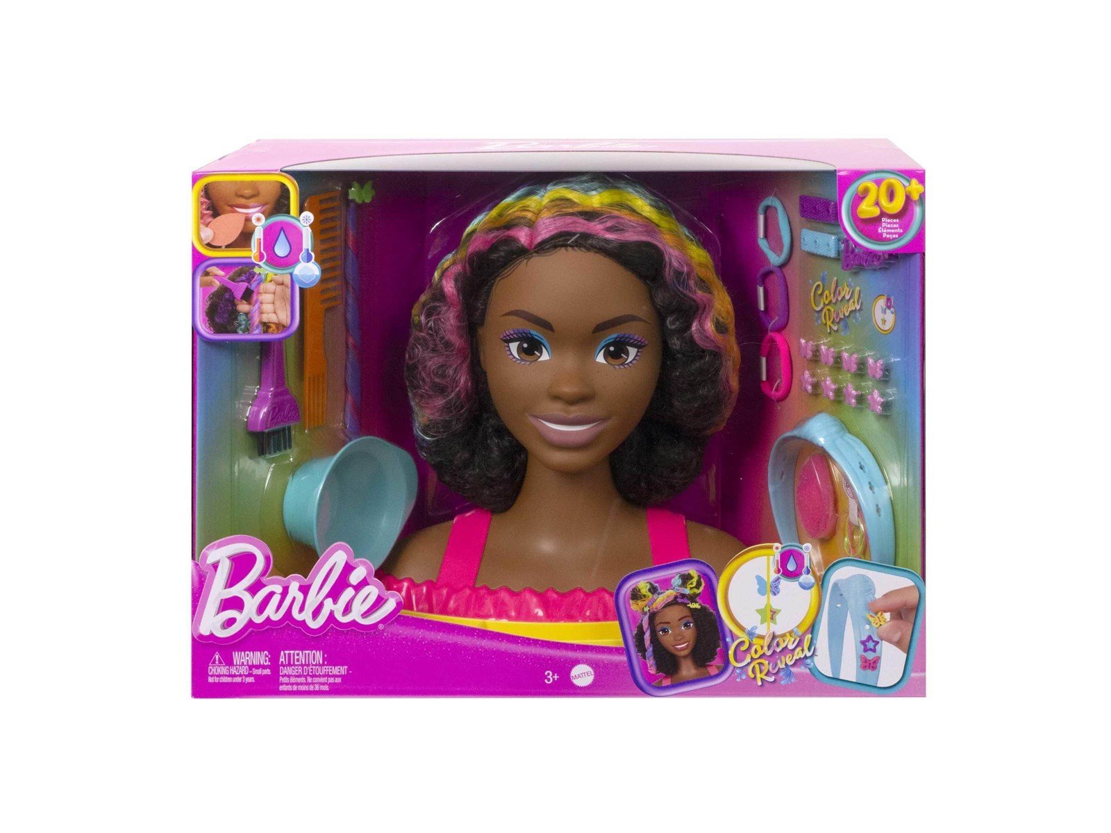 Barbie Totally Hair Curly Brown Rainbow Hair