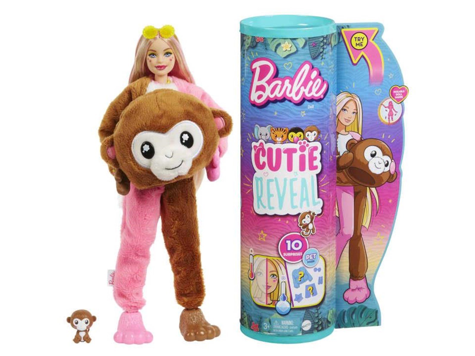 Barbie Cutie Reveal Jungle Series Monkey Doll 30cm