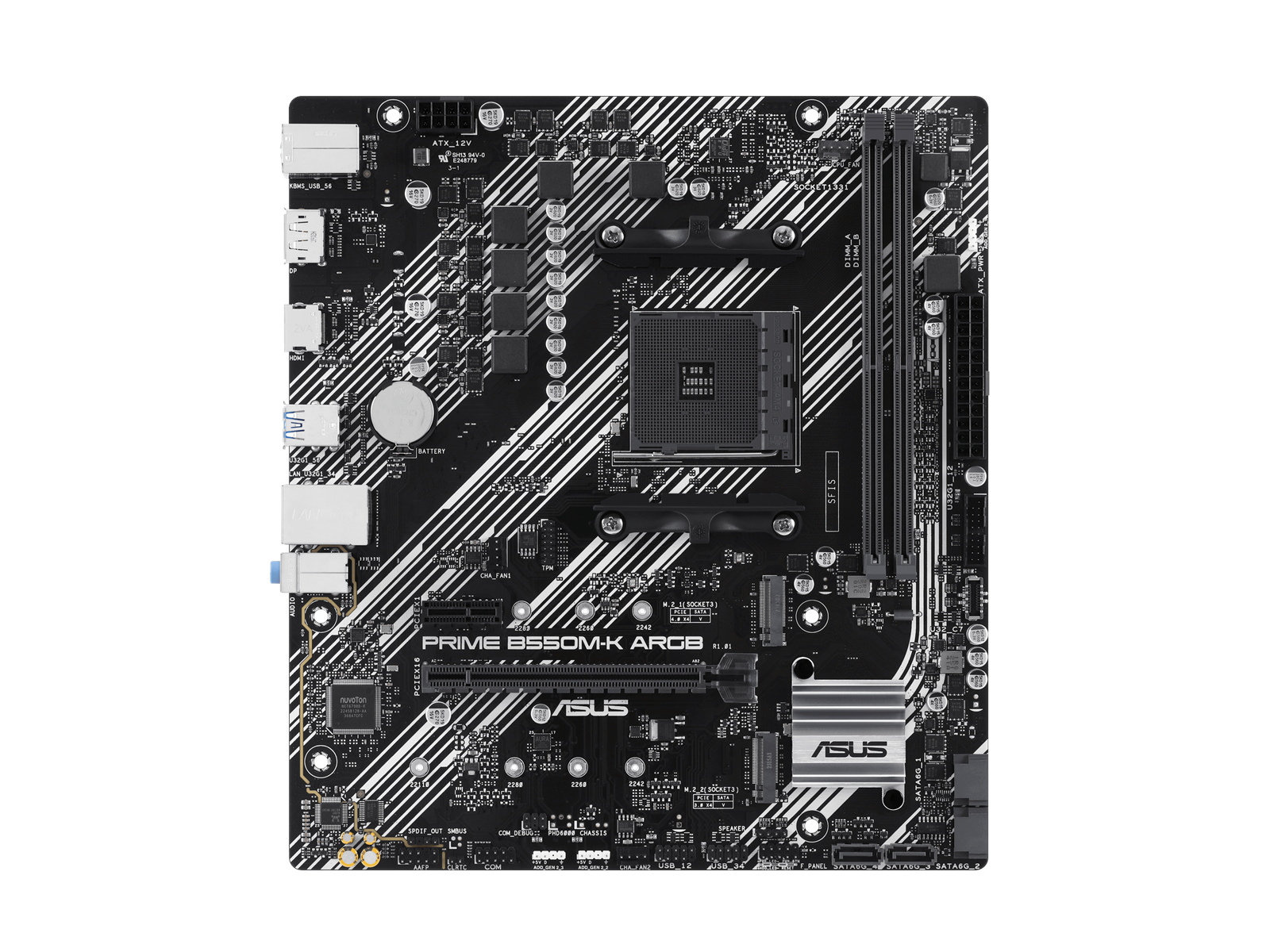 ASUS PRIME B550M-K ARGB Mainboard - AMD B550 - AMD AM4 socket - DDR4 RAM - Micro-ATX