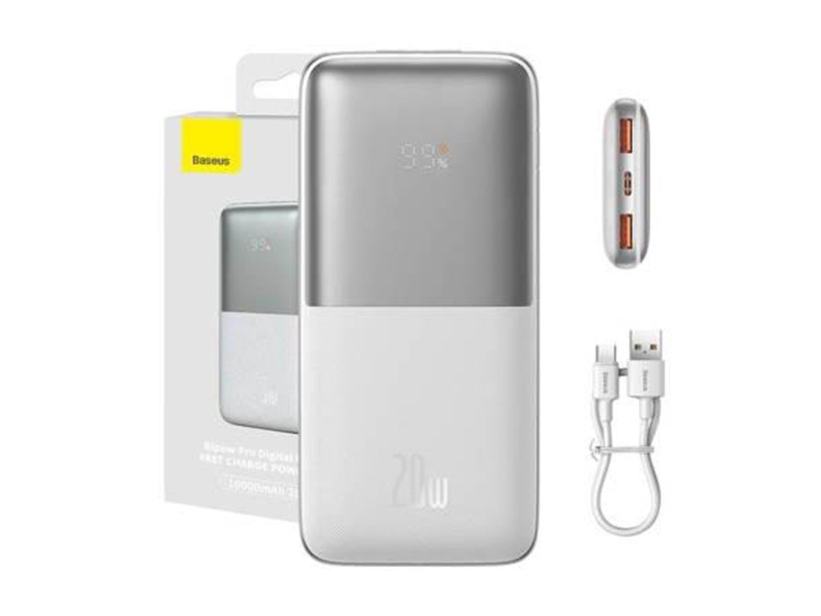 Baseus Powerbank Bipow Pro 10000mAh 2xUSB USB-C 20W (white) Powerbank (Akku) - Weiß - 10000 mAh