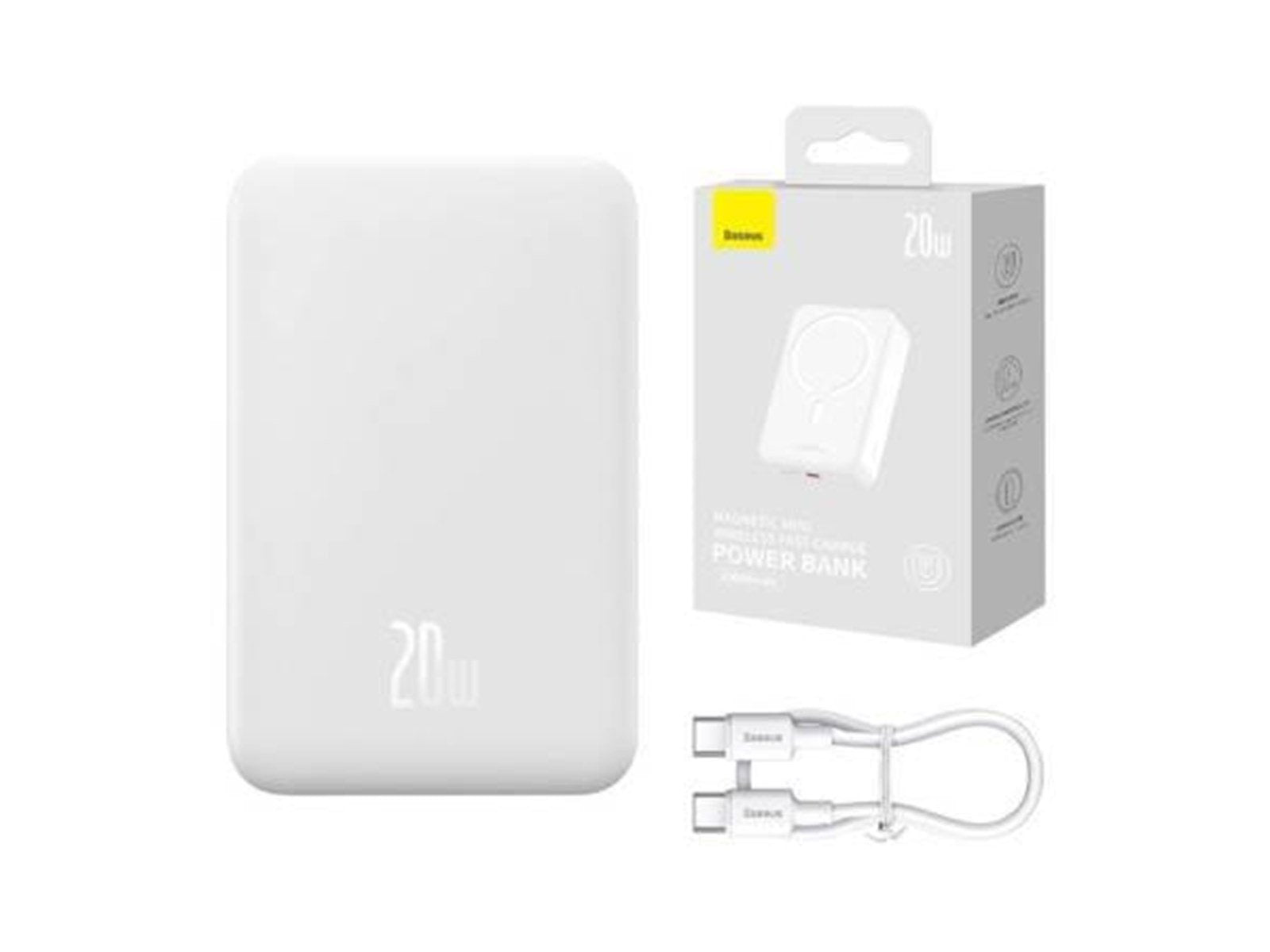 Baseus Powerbank Magnetic Mini 20000mAh 20W MagSafe (white) Powerbank (Akku) - Weiß - 20000 mAh