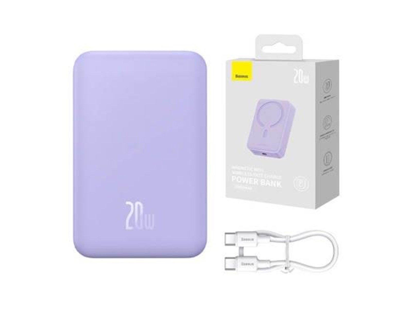 Baseus Powerbank Magnetic Mini 20000mAh 20W MagSafe (purple) Powerbank (Akku) - Purple - 20000 mAh