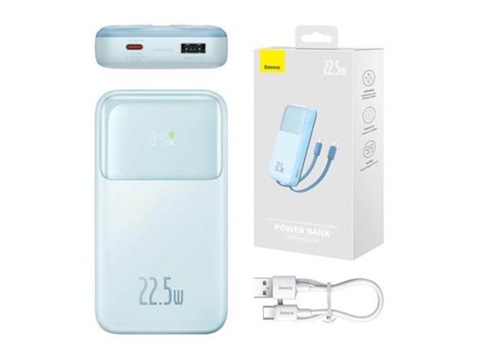 Baseus Powerbank Comet with USB to USB-C cable 10000mAh 22.5W (blue) Powerbank (Akku) - Blau - 10000 mAh