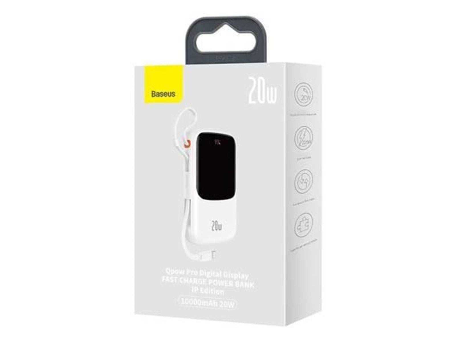 Baseus Powerbank Qpow PRO with cable USB-C 2xUSB 10000mAh 20W (White) Powerbank (Akku) - Weiß - 10000 mAh