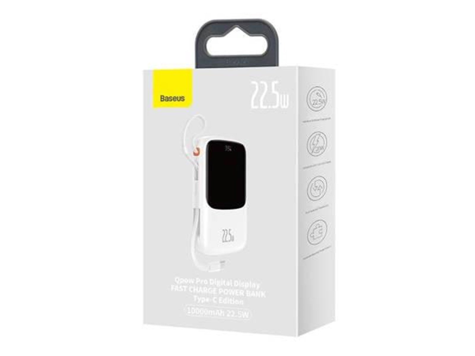 Baseus Powerbank Qpow PRO with cable 10000mAh 22.5W (White) Powerbank (Akku) - Weiß - 10000 mAh
