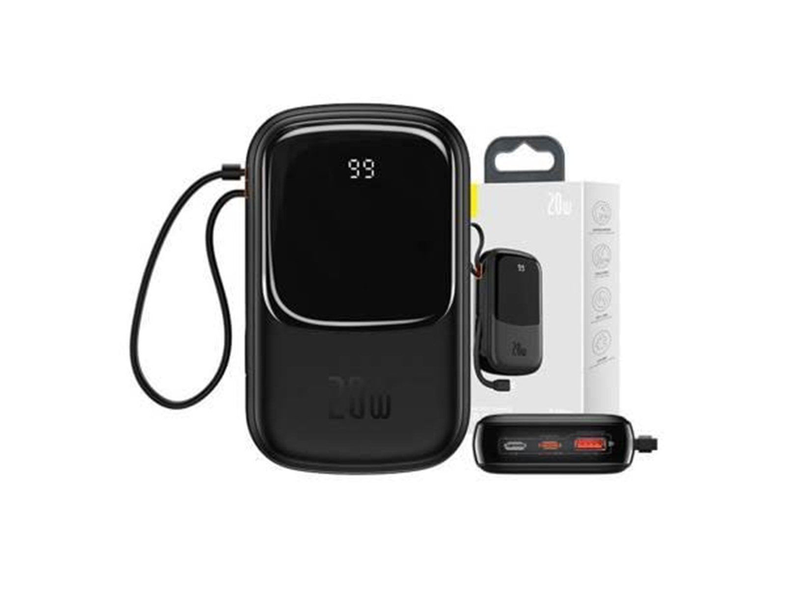 Baseus Powerbank Qpow PRO with Lightning cable USB-C port and USB 20000mAh 20W (Black) Powerbank (Akku) - schwarz - 20000 mAh