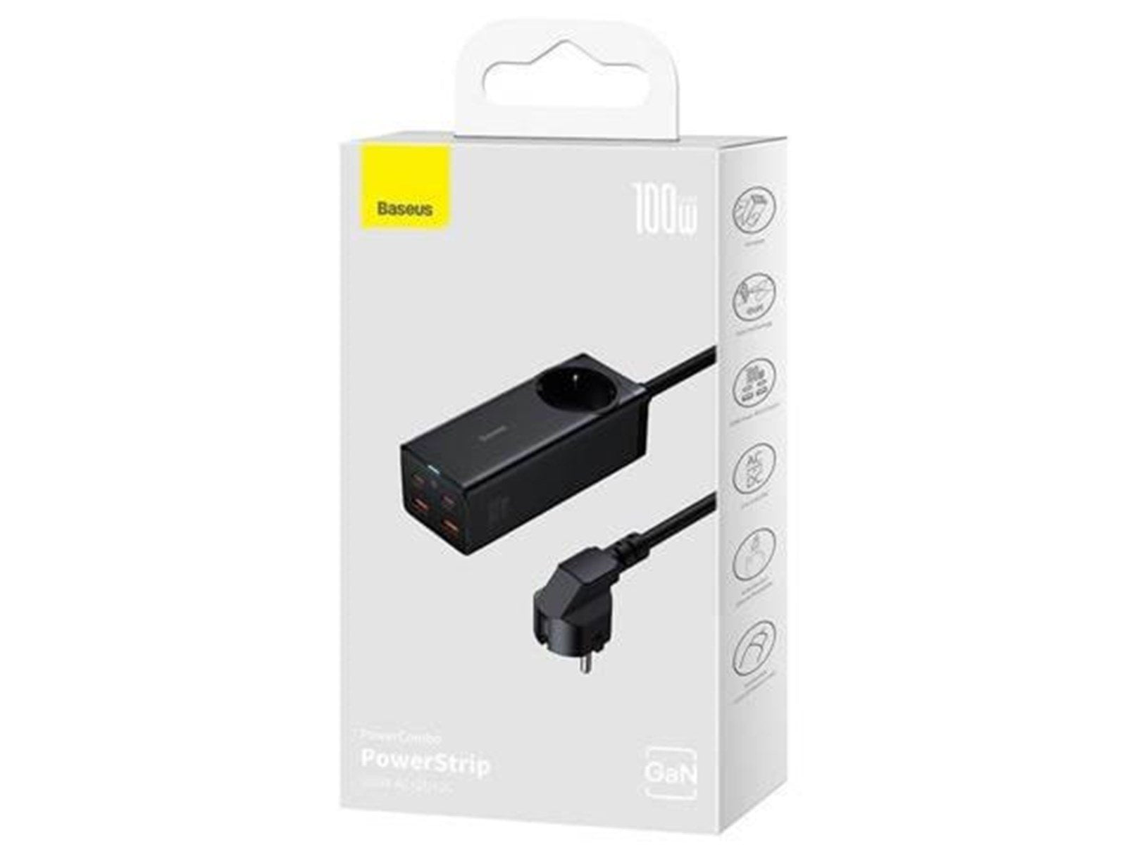 Baseus GaN3 Pro wall charger / powerstrip 2xUSB + 2xUSB-C + AC 100W (black) USB-Hubs - 5 - Schwarz