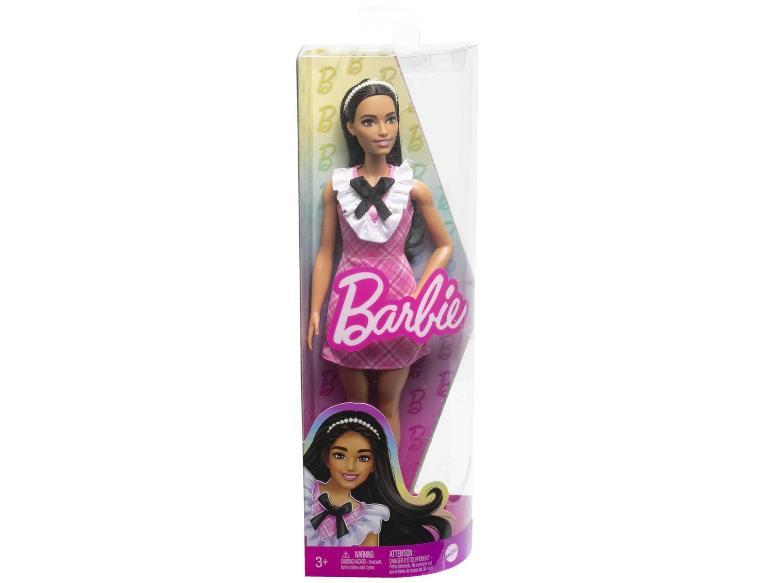 Barbie Fashionistas Doll 209 With Black Hair And A Plaid Dress 30cm